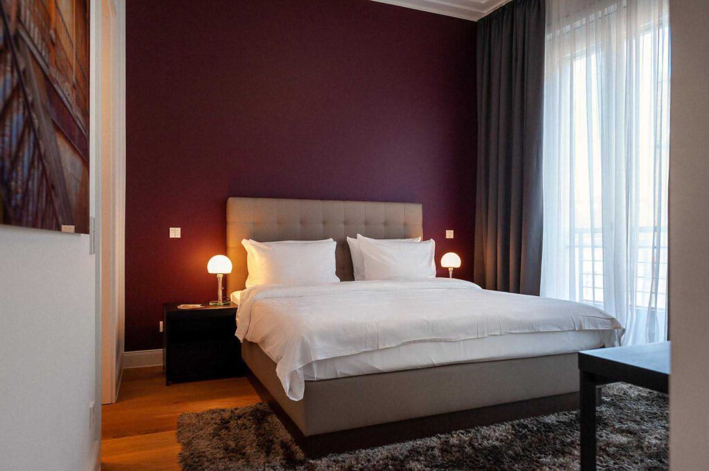 Schlafzimmer des Executive Apartment in den The Wellem Residences in Düsseldorf
