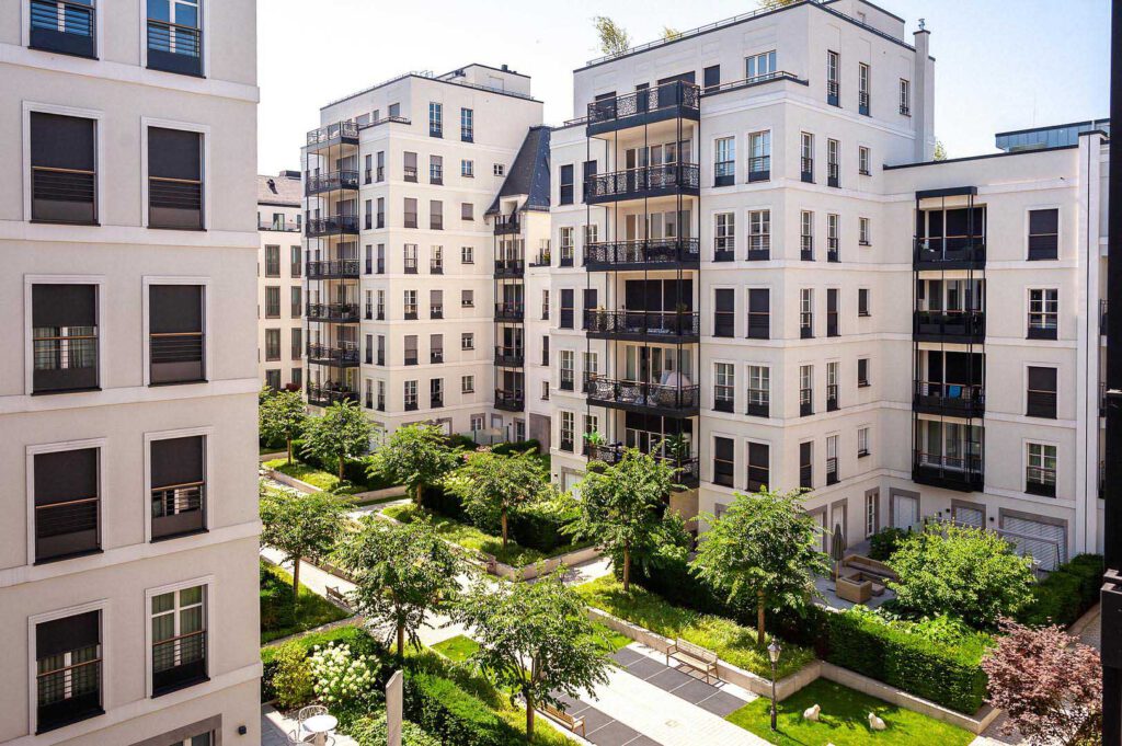 Ausblick des Superior Apartment in den The Wellem Residences in Düsseldorf