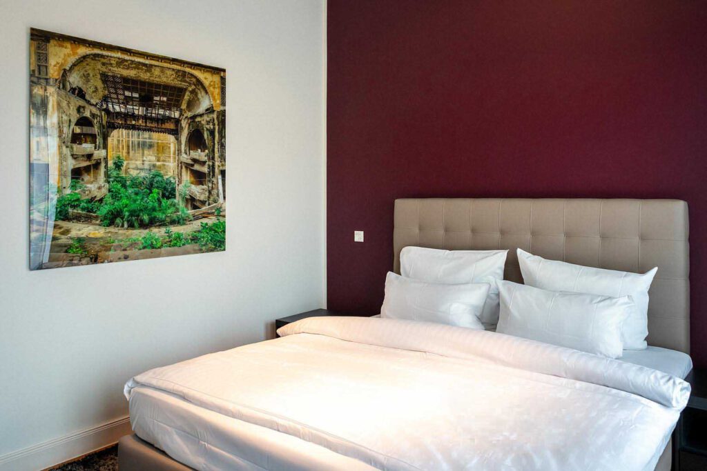 Schlafzimmer des Superior Apartment in den The Wellem Residences in Düsseldorf